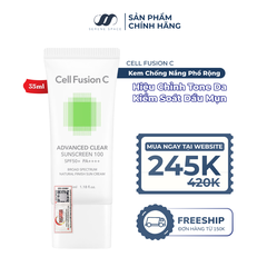 Kem Chống Nắng Phổ Rộng Kiểm Soát Dầu Mụn Cell Fusion C Advanced Clear Sunscreen 100 SPF50+ PA++++ Serene Space Sản Phẩm Chính Hãng