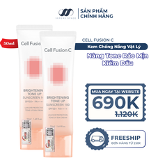 [Combo 50ml+50ml] Kem Chống Nắng Nâng Tone Ráo Mịn Kiềm Dầu Cell Fusion C Brightening Tone Up Sunscreen 100 SPF50+ PA ++++ Serene Space Sản Phẩm Chính Hãng