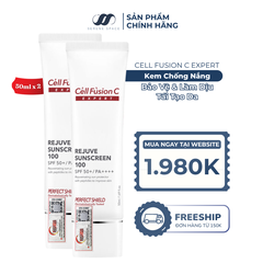 [Combo 50ml+50ml] Kem Chống Nắng Bảo Vệ, Tái Tạo Da Cell Fusion C Expert Rejuve Sunscreen 100 SPF50+/ PA++++ Serene Space Sản Phẩm Chính Hãng
