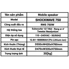 Loa Karaoke Xách Tay KCBox Shockwave 750