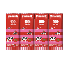 Sữa tươi tiệt trùng hương dâu Vinamilk lốc 4 hộp x 180ml