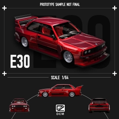 Xe mô hình BMW M3 (E30) Wide-headed rocket rabbit 1:64 DCM (Transparent Red)