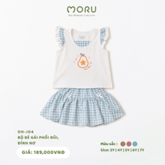 OH-J04 Bộ bé gái phối đũi đính nơ 3-7Y