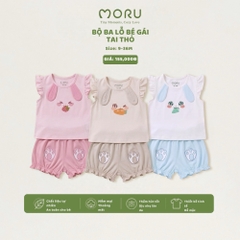 OH-J23 Bộ ba lỗ bamboo bé gái tai thỏ 9-36m