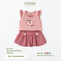 OH-J04 Bộ bé gái phối đũi đính nơ 3-7Y