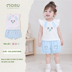 OH-J23 Bộ ba lỗ bamboo bé gái tai thỏ 9-36m