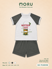 OH-J10 Bộ cộc tay raglan MORU Fishing day 3-7Y