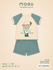 OH-J10 Bộ cộc tay raglan MORU Fishing day 3-7Y