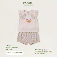 OH-J23 Bộ ba lỗ bamboo bé gái tai thỏ 9-36m