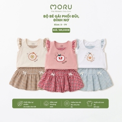 OH-J04 Bộ bé gái phối đũi đính nơ 3-7Y