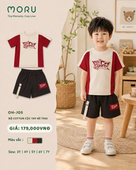 OH-J05 Bộ cotton cộc tay bé trai 3-7Y