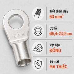 Đầu Cos Tròn Trần KST RNB60 Dây 60mm²