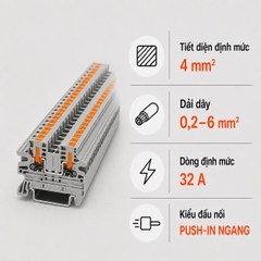 Terminal Block Phoenix Contact PTV 4 – Cầu Đấu Push-in Ngang 4mm²