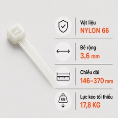 Dây Rút Nhựa Dong-A Bestech DACT Nylon PA66 3,6mm