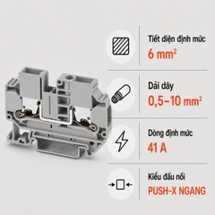 Terminal Block Phoenix Contact XTV 6 – Cầu Đấu Push-X Ngang 6mm²