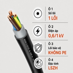 Cáp Điện Lực Hạ Thế LAPP N2XH-O 1 Lõi 0,6/1kV LSZH