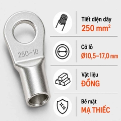 Đầu Cos Tròn Trần KST RNB250 Dây 250mm²