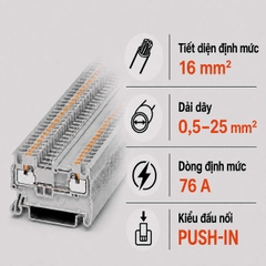 Terminal Block Phoenix Contact PT 16 N – Cầu Đấu Push-in 16mm²