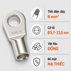 Đầu Cos Tròn Trần KST RNB8 Dây 8mm²
