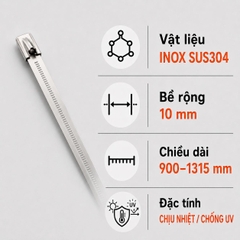 Dây Rút Inox 304 KST Ratchet Type 10mm Chịu Nhiệt