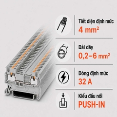 Terminal Block Phoenix Contact PT 4 – Cầu Đấu Push-in 4mm²