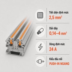 Terminal Block Phoenix Contact PTV 2,5 – Cầu Đấu Push-in Ngang 2,5mm²