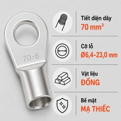 Đầu Cos Tròn Trần KST RNB70 Dây 70mm²