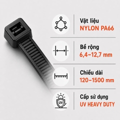 Dây Rút Nylon PA66 KSS UV Heavy Duty 6,4–12,7 mm – Chống UVaDây Rút Chống UV KSS Nylon PA66 6,4–12,7mm