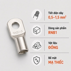 Đầu Cos Tròn Trần KST RNB1 Dây 0,5–1,5mm²