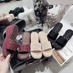 BM285 Dép xuồng nữ Bonita Shoes quai bản ngang lót da ánh beo đế 6cm - NS12