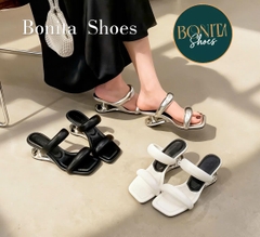 G532 Guốc cao gót nữ Bonita Shoes mũi vuông 2 quai mút mềm gót mới - NS1
