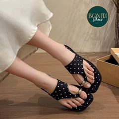 BM325 Dép bệt nữ Bonita Shoes xỏ ngón khoá vàng quai kẹp tam giác 3 cm P - NS12