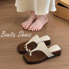 BM325 Dép bệt nữ Bonita Shoes xỏ ngón khoá vàng quai kẹp tam giác 3 cm P - NS12