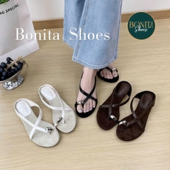 D530 Dép bệt nữ Bonita Shoes quai dây mảnh xỏ ngón khóa vàng - NS1