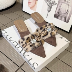 G800 Cao gót nữ Bonita Shoes mũi nhọn quai lông HỘT ĐÁ - NS12