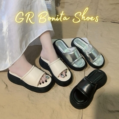 BM225 Dép xuồng nữ Bonita Shoes mút sọc viền phồng cao 5 cm - NS1