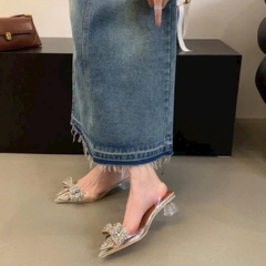 NS1 Cao gót nữ mũi nhọn nơ to 5cm - Bonita Shoes G110