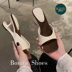 G306 Guốc cao gót nữ Bonita Shoes mũi vuông quai bản ngang GÓT MỚI da mềm cao 6cm - NS12