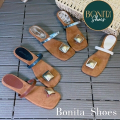 D629 Cao gót nữ Bonita Shoes quai ngang xỏ HỘT đá to 3cm - NS12