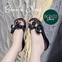 BM264 Dép xuồng nữ Bonita Shoes quai nơ B ngang da mềm 6 cm - NS12