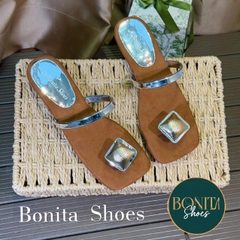 D629 Cao gót nữ Bonita Shoes quai ngang xỏ HỘT đá to 3cm - NS12