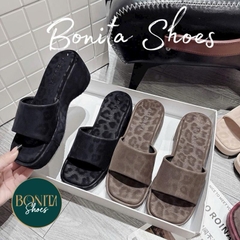 BM285 Dép xuồng nữ Bonita Shoes quai bản ngang lót da ánh beo đế 6cm - NS12
