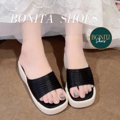 BM356 Dép xuồng bánh mì nữ Binita Shoes đế giả CỐI quai bản nhúm cao 6 cm - NS1