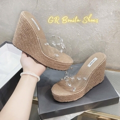 BMC01 Dép xuồng nữ đế cối Bonita Shoes quai mica đá cao 12 cm - NS1