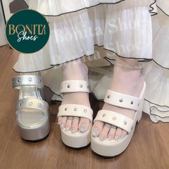 N5 Dép xuồng nữ 2 quai bản mút mềm bấm nút đế PU - PU205