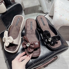 BM264 Dép xuồng nữ Bonita Shoes quai nơ B ngang da mềm 6 cm - NS12