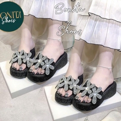 DX028 Dép xuồng nữ Bonita Shoes 3 bông đá cao 6 cm - NS2