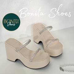 BM250 Dép xuồng nữ Bonita Shoes 2 quai đá sáng 8 cm - NS2