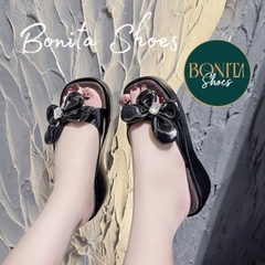 BM264 Dép xuồng nữ Bonita Shoes quai nơ B ngang da mềm 6 cm - NS12