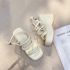 BMS226 Sandal xuồng nữ Bonita Shoes đế đúp 4 quai mảnh ngang cao 10 cm - NS2